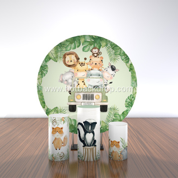 Animal tiger monkey Hippo car printed round backdrop